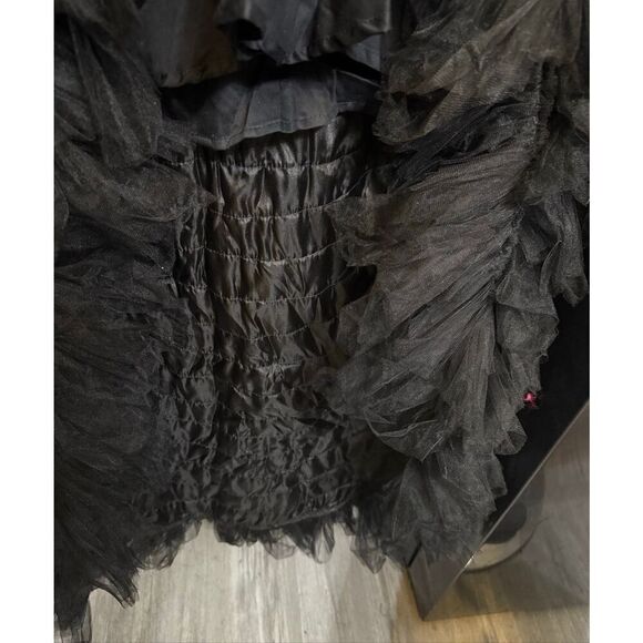 Custom Made Girl's Sequined Waist & Bow Hi-Low Hem Dress Gown Black Gold Small - Picture 8 of 16